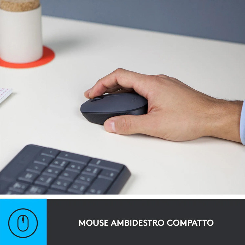 Logitech Tastiera Wireless e Mouse Ottico 1000 DPI colore Nero